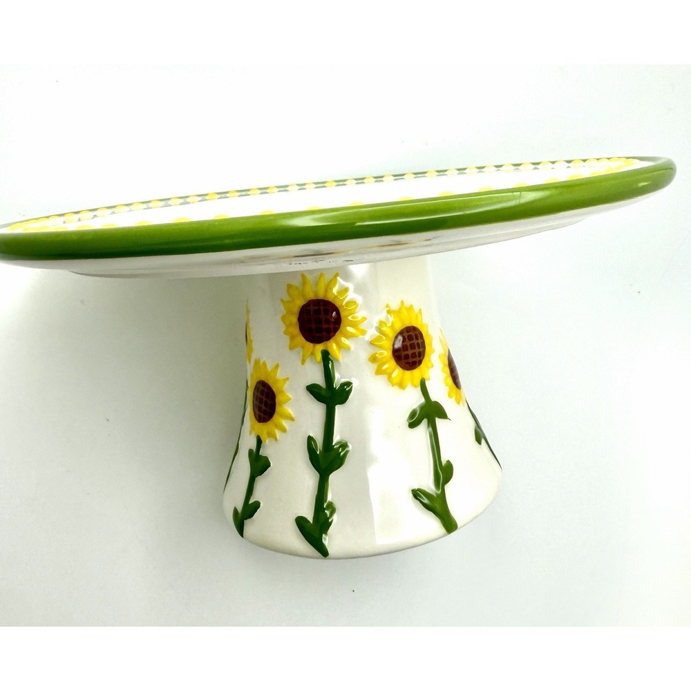 Small Sunflowers Ceramic Cake Stand (7"x3.25") Lang by Design